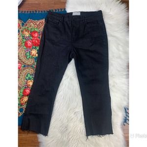 Everlane Black Cropped Jeans Raw Hem 32 High rise